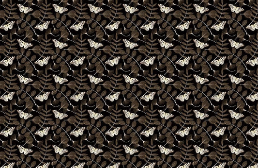 Elegant Butterfly Pattern Black Mural Wallpaper