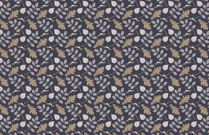 Navy Botanical Leaf Pattern Mural Wallpaper