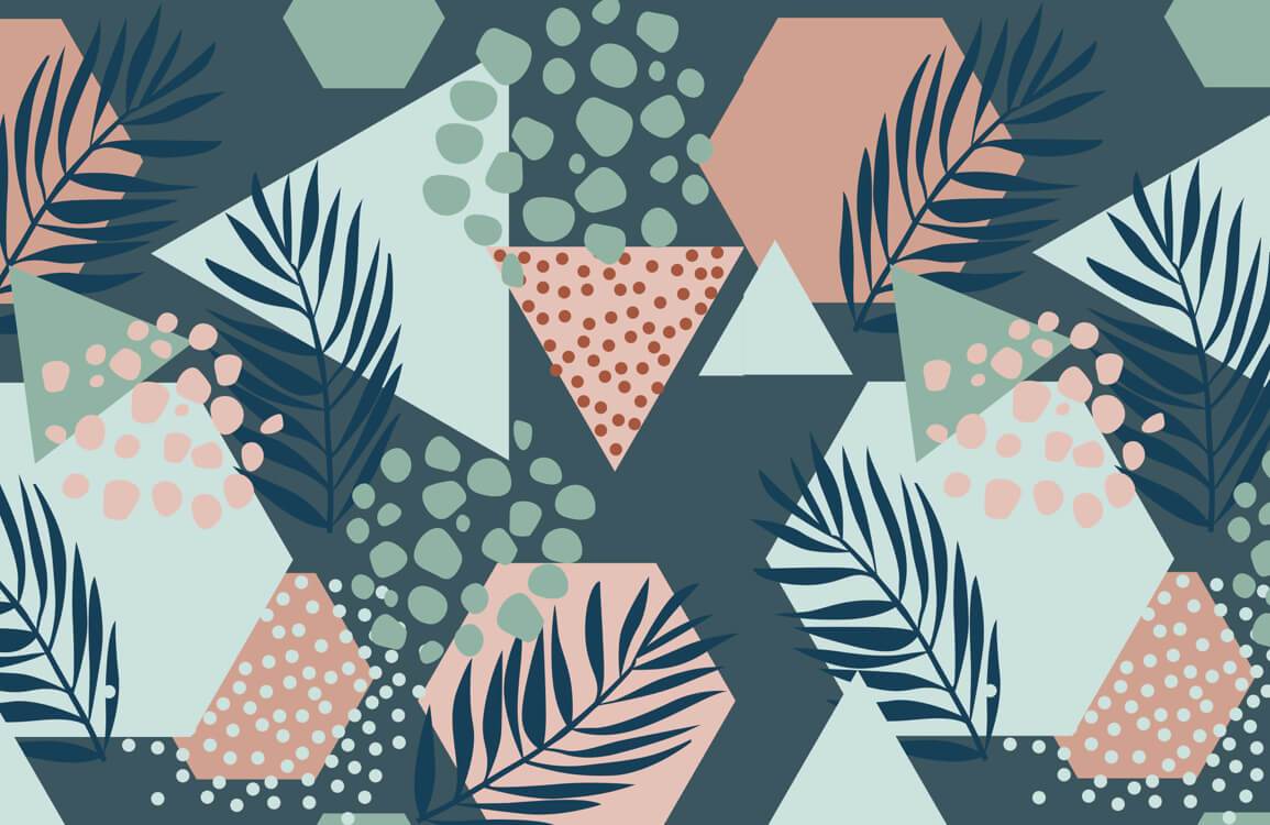 Geometric Botanical Modern Mural Wallpaper