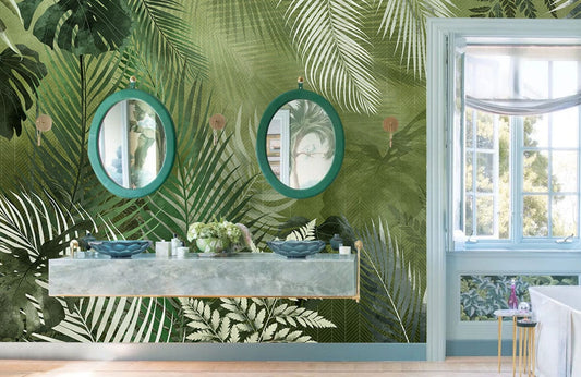 leaves art wall mural bathroom decoration