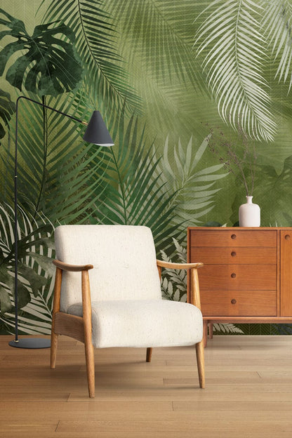 leaves art wall mural lounge interior decor