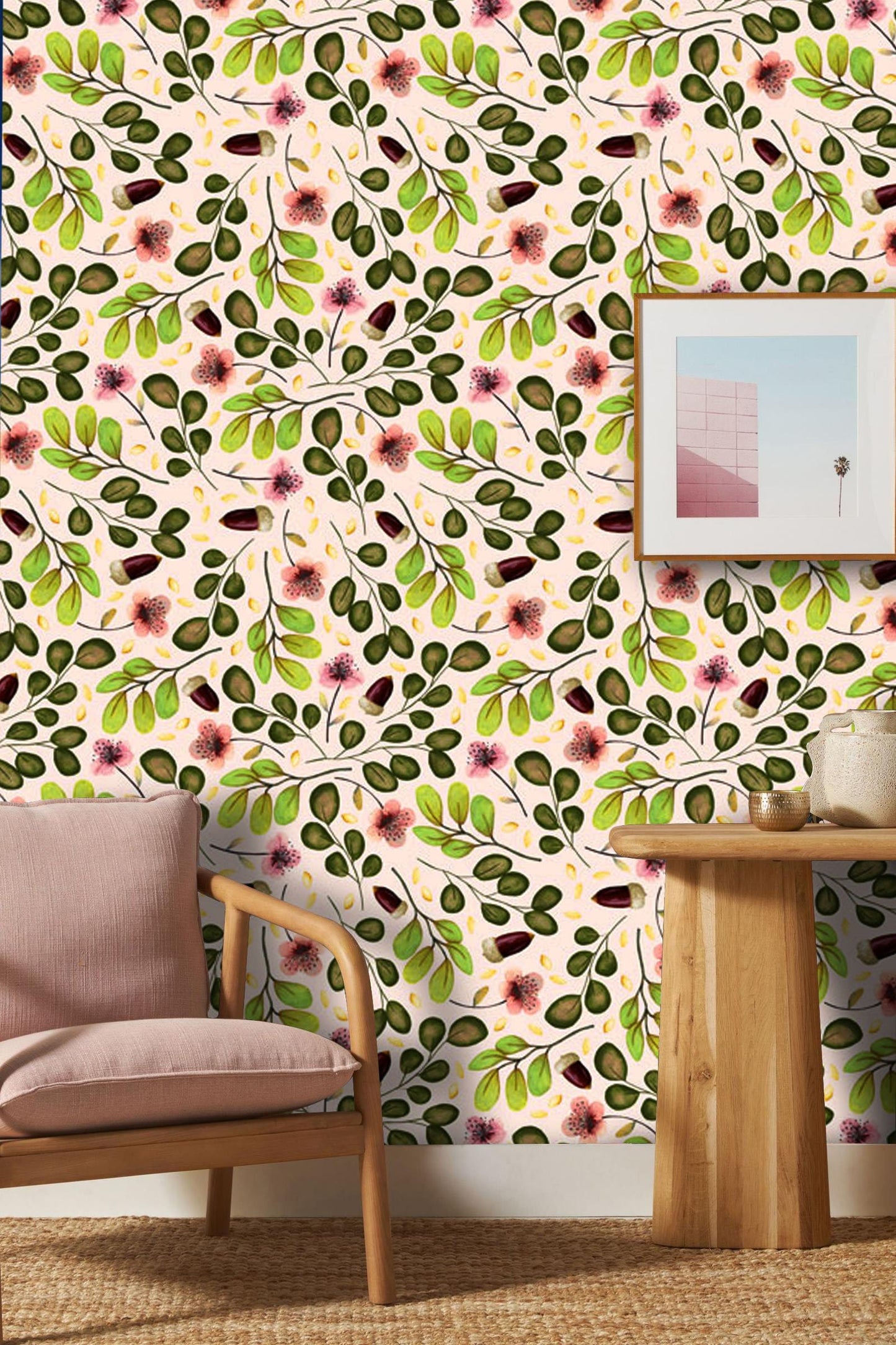 Wallpaper Mural for Living Room with Plants and Filberts