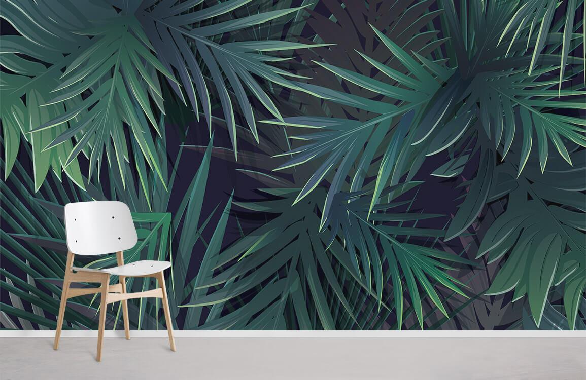 Home Decoration Wallpaper Mural Featuring Palm Leaves