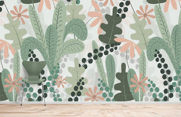 Tropical Botanical Leaf Print Wallpaper Mural
