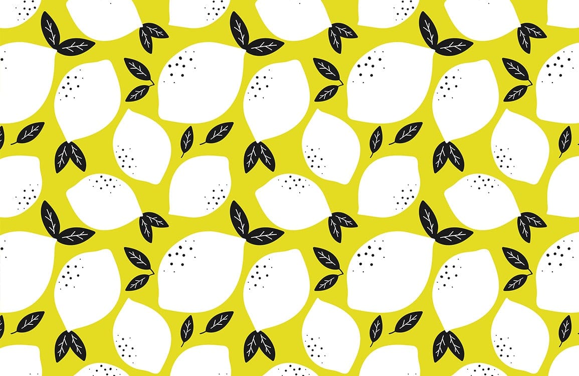 Modern Citrus Lemon Geometric Mural Wallpaper