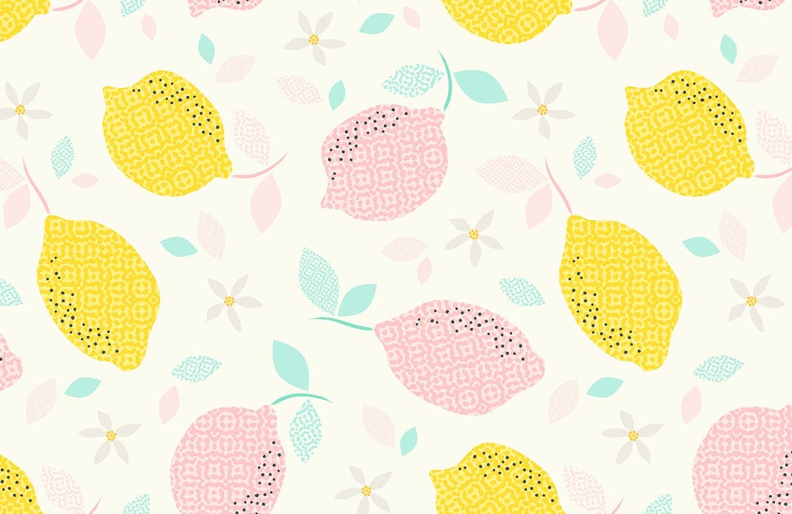 colorful Lemon Pattern fruit Mural Wallpaper for wall