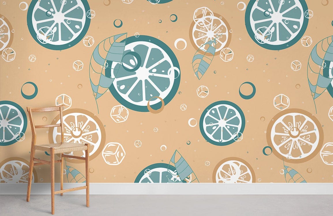 fresh lemon pattern mural art design