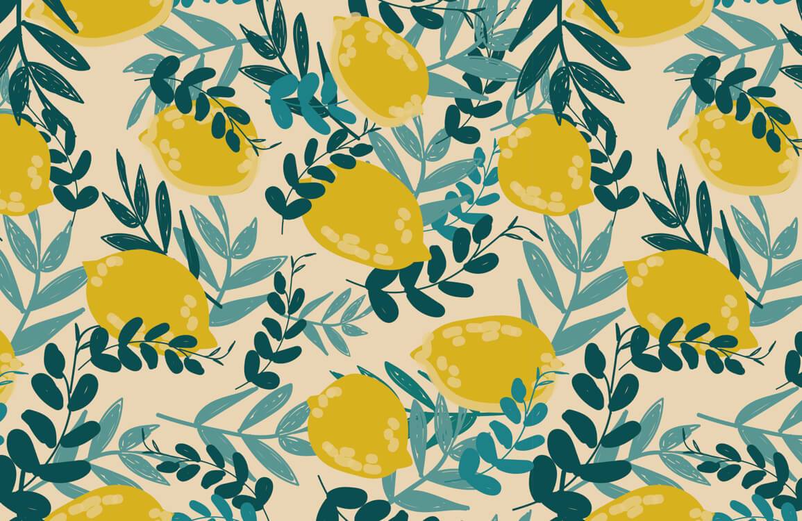 Helles Zitronen botanisches Wandbild