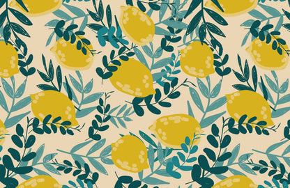 Home decoration wallpaper mural featuring a dense lemon design.
