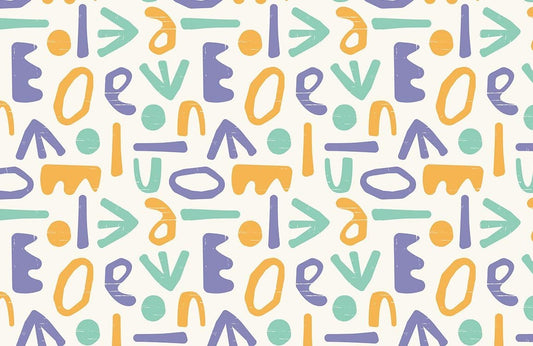 Wallpaper mural with a colourful letters pattern, perfect for decorating your home.