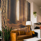Wallpaper Mural for Living Room Decoration Showing a Desolate Forest at Sunset