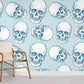 Blue Skeleton Pattern Cool Wallpaper Mural