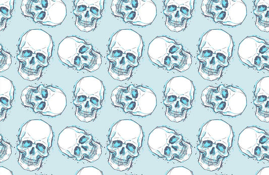 Blue Skeleton Pattern Fresh But Scaring Wallpaper Home Interior