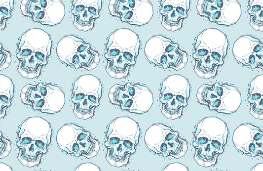 Blue Skeleton Pattern Fresh But Scaring Wallpaper Home Interior