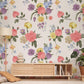 Wallpaper mural with light and colorful bouquets for the hallway's decor.