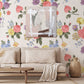 Wallpaper mural featuring light and colorful bouquets, perfect for decorating the living room.