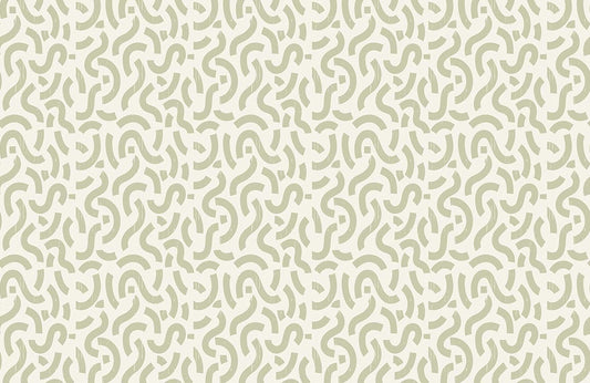 Wallpaper with a labyrinth pattern in a light green colour.