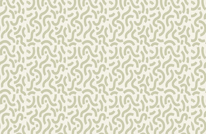 Wallpaper with a labyrinth pattern in a light green colour.