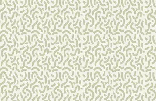 Wallpaper with a labyrinth pattern in a light green colour.