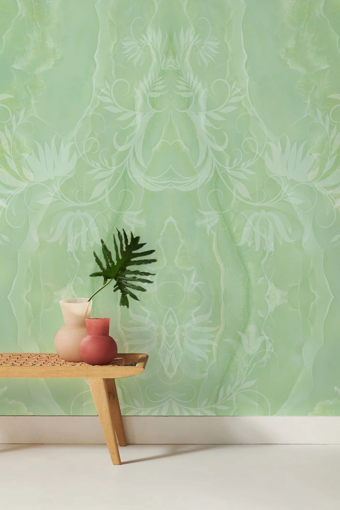 green marble wallpaper mural for hallway decor