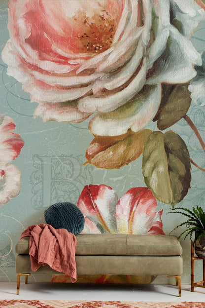Vintage Floral Blossom Wallpaper for Wall in living room
