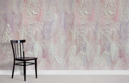 Wallpaper mural with a light purple oil painting for use as home decor