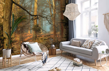 Mural Wallpaper del Sentiero Autunnale nella Foresta Incantata