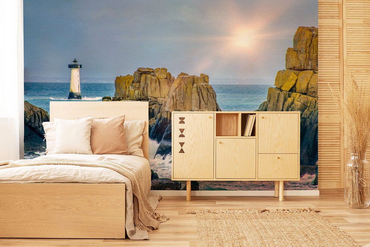 ocean landscape wall mural bedroom decoration  idea