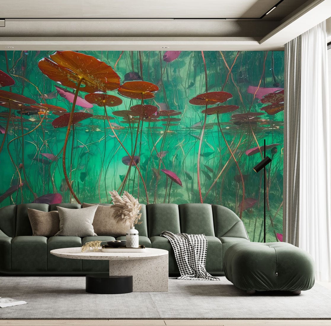 Decorate your living room with this beautiful Lily in Clean Water Wallpaper Mural.
