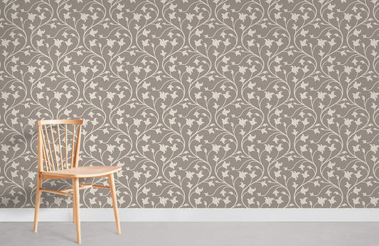 Elegant Beige Vintage Floral Mural Wallpaper