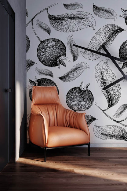 Wallpaper with falling leaves and blueberries from across the world