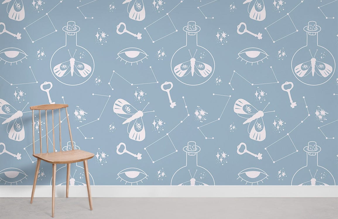 Bottles & Butterfly Pattern Wallpaper Murals for Room decor