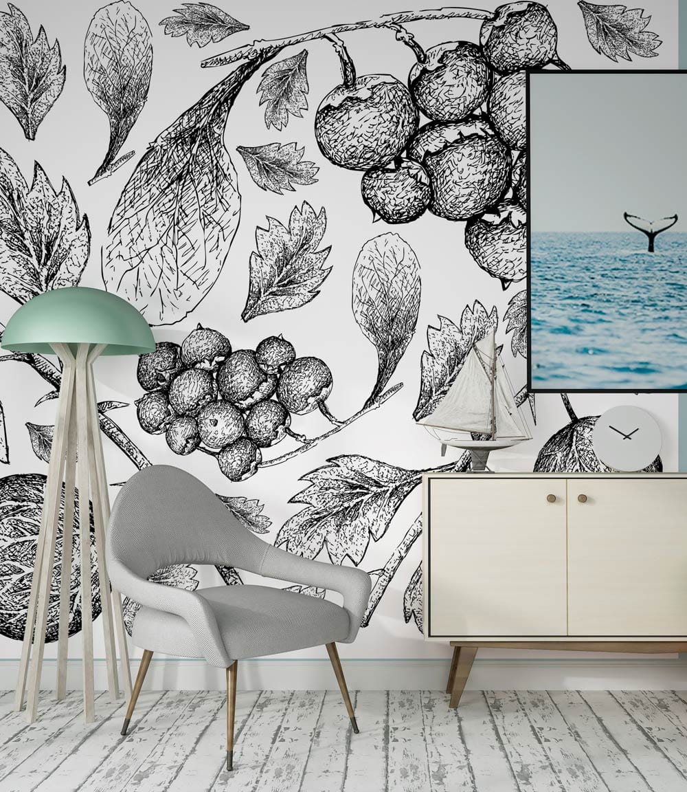 a fruit-themed mural decorates the lounge.