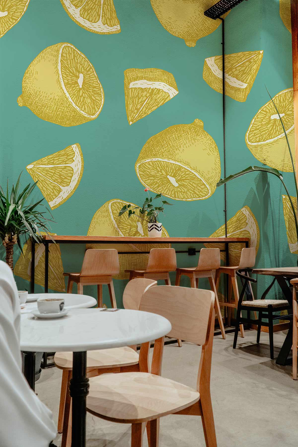 Sliced Lemons Fruit Wallpaper Mural for restaurant decor