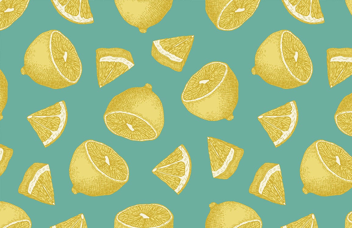Citrus Lemon Gold Kitchen Mural Wallpaper