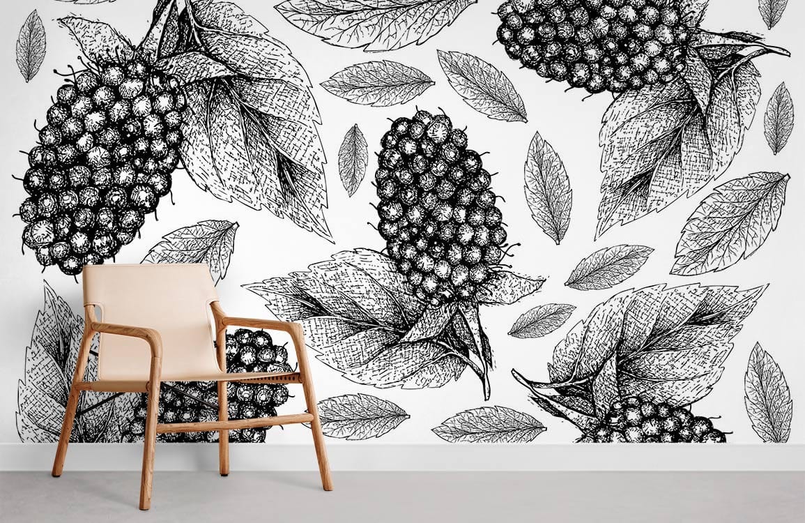 room decor in the form of mulberry and leaf wallpaper