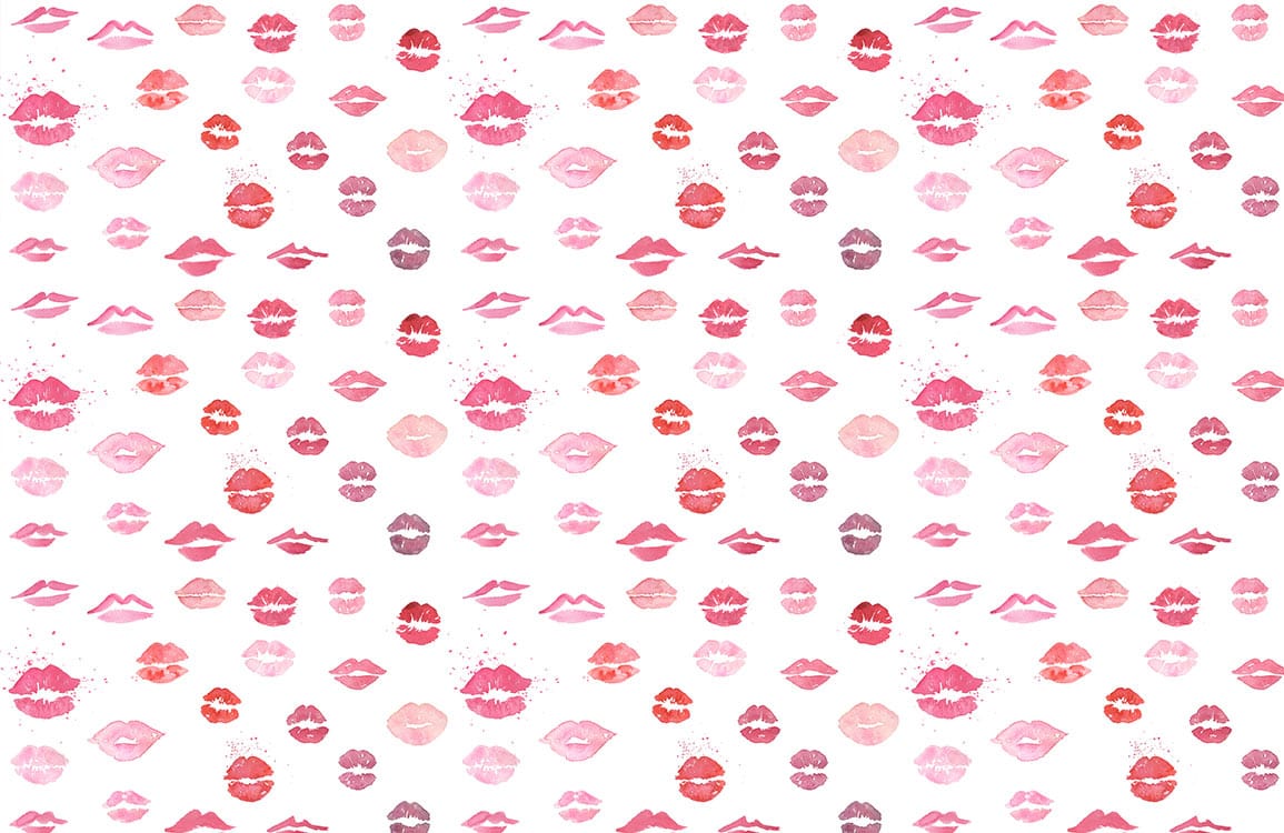 Kissable Pink Lip Pattern Mural Wallpaper