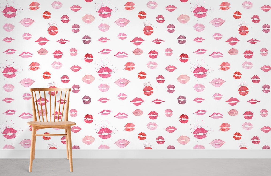 Lips repeated Pattern Wallpaper Mural for Room