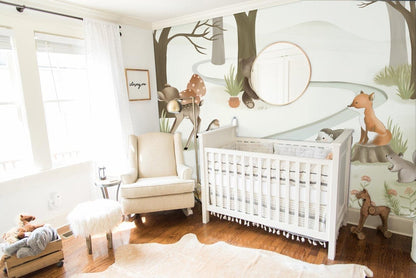 Whimsical Forest Animal Nursery Wallpaper in nursery