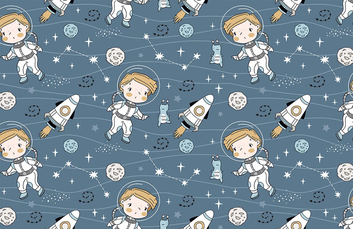 Little Astronaut's Astral Journey Kids Wallpaper Custom Art Design