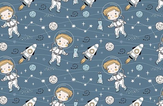 Little Astronaut's Astral Journey Kids Wallpaper Custom Art Design