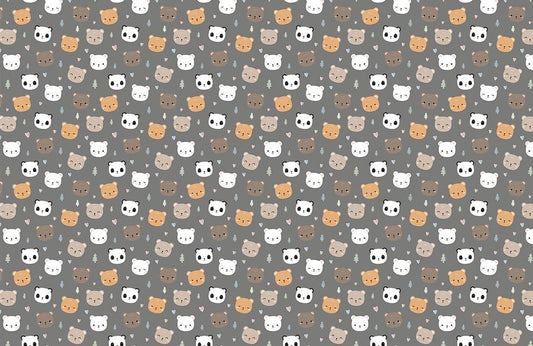 Cute Animal Faces Kids Mural Wallpaper