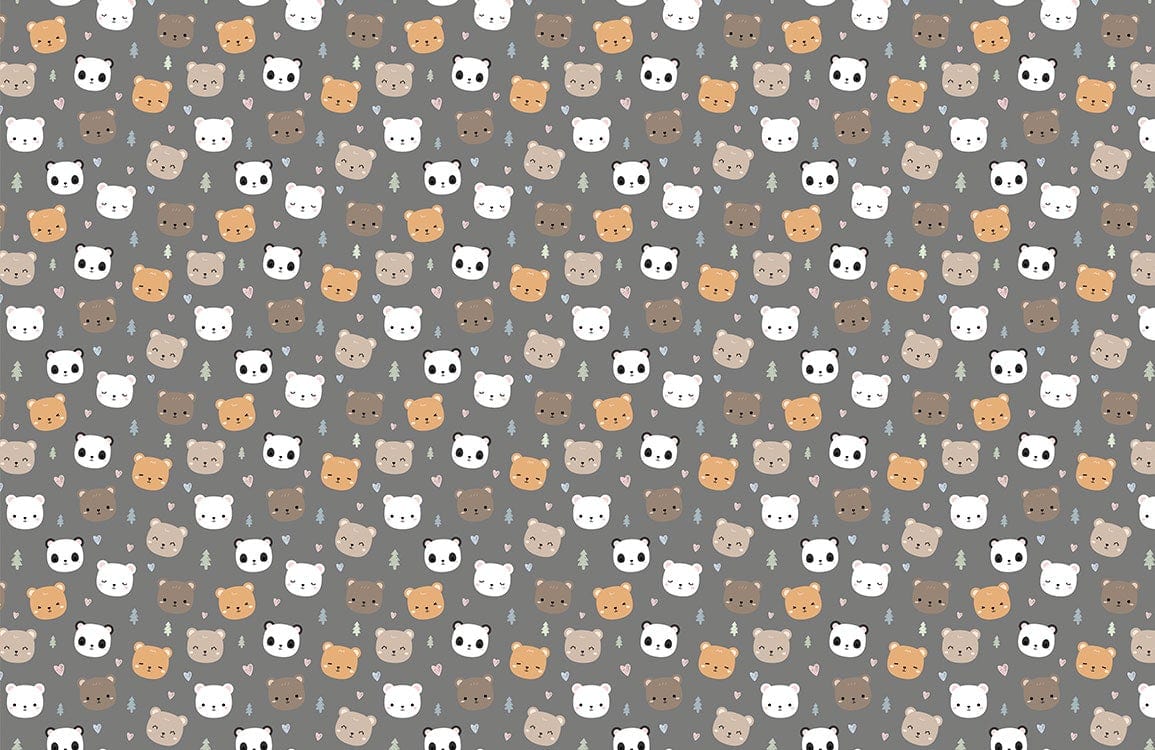 Cute Animal Faces Kids Mural Wallpaper