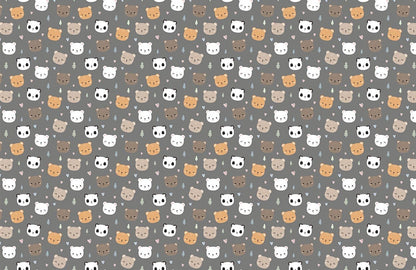 Cute Animal Faces Kids Mural Wallpaper