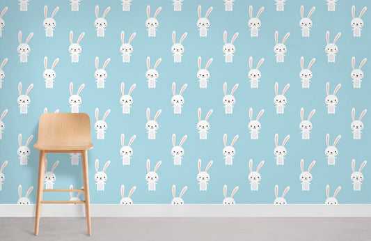 Cute Whimsical Rabbit Nursery Mural Wallpaper