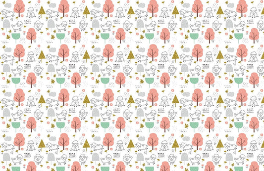 Whimsical Woodland Creatures Nursery Mural Wallpaper