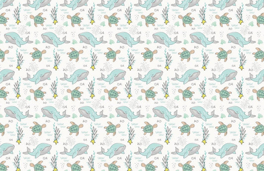 Whimsical Underwater Creatures Kids Wallpaper