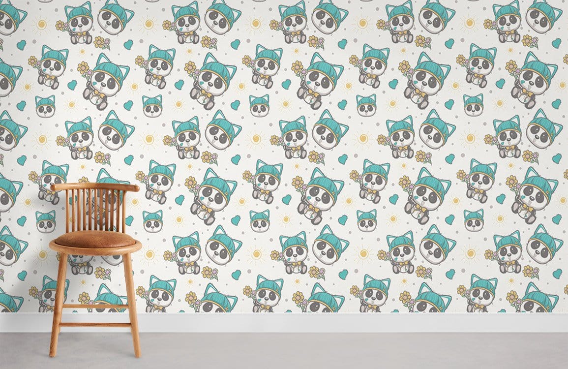 Panda Hat Wallpaper Mural