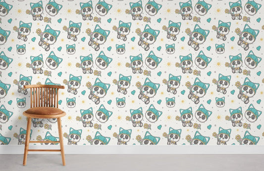 Whimsical Pirate Skulls Kids Mural Wallpaper in child's room