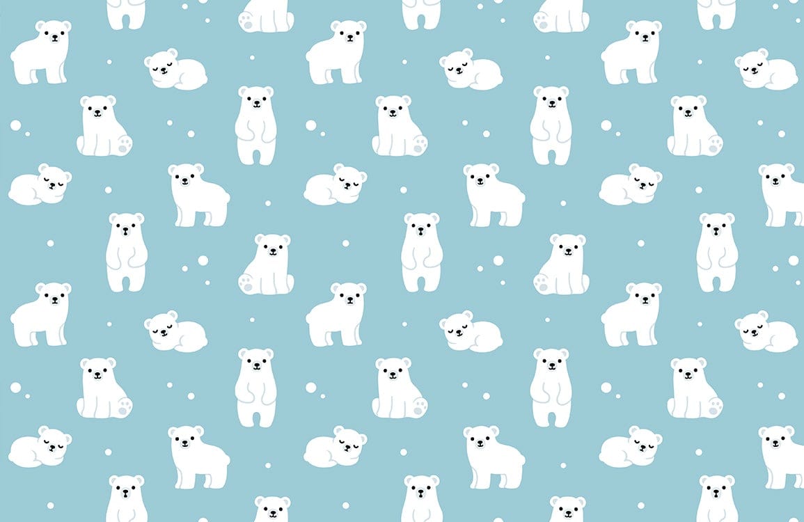 Arctic Polar Bear Cartoon Mural Wallpaper
